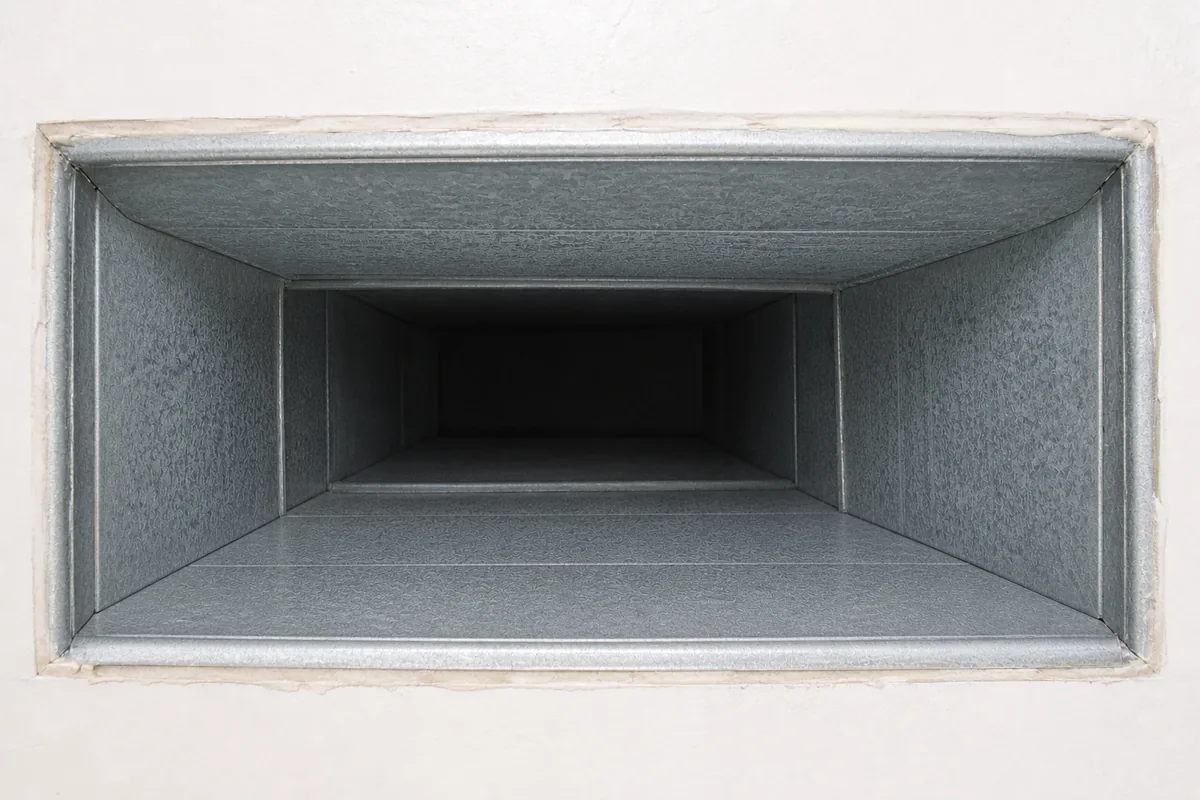 Air Duct After Professional Cleaning Clean galvanized air duct after professional cleaning